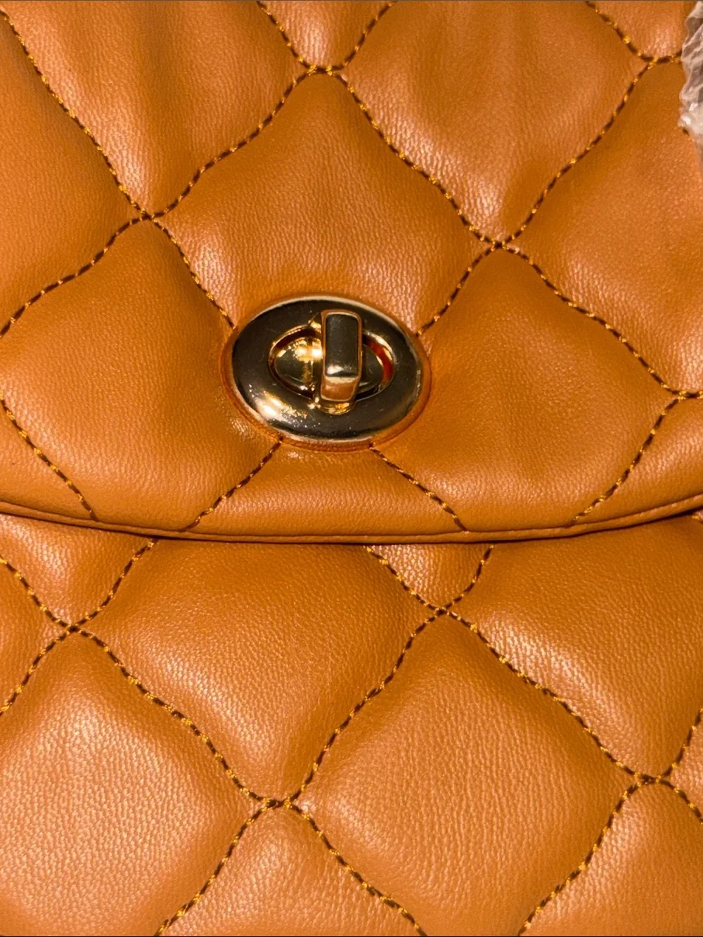 Alyssa Quilted Crossbody Bag in Cognac